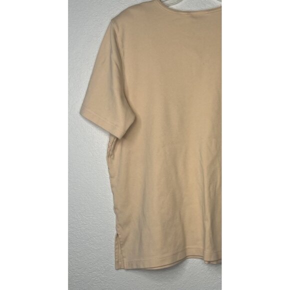 Alfred Dunner Short Sleeve Peach Embroidered Shirt Top Plus  Sz 1X Shoulder Pads - Picture 9 of 11